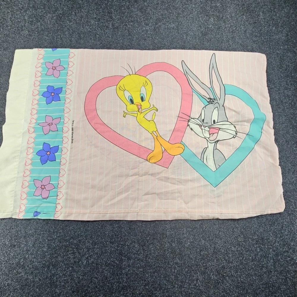 Vintage BIBB Tweety Sylvester‎ Bugs Bunny 1996 Warner Bros Pillowcases (2)